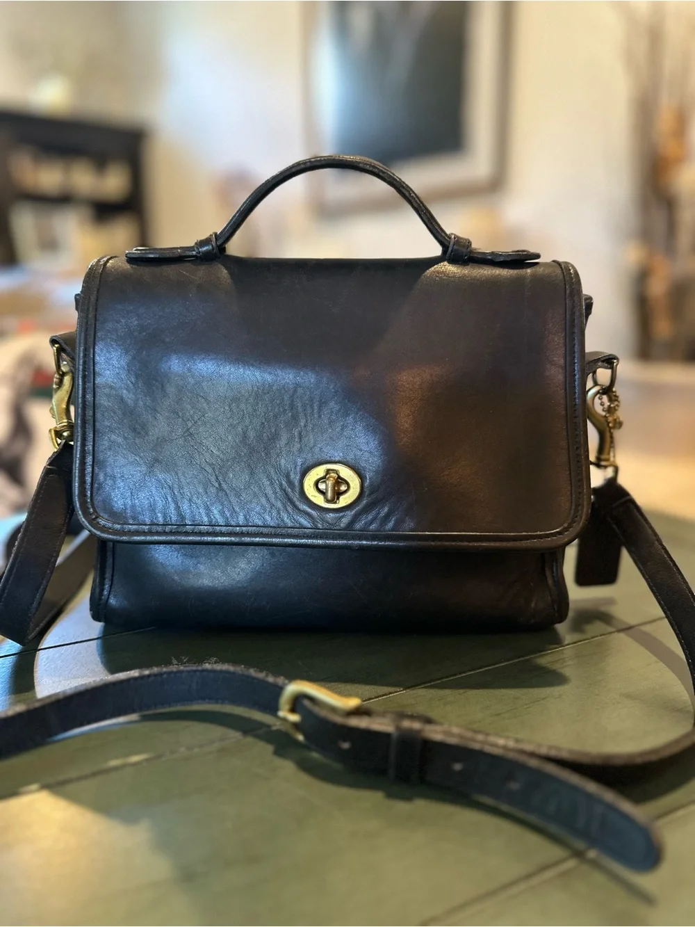 Coach Black Leather Top-Handle Crossbody Bag